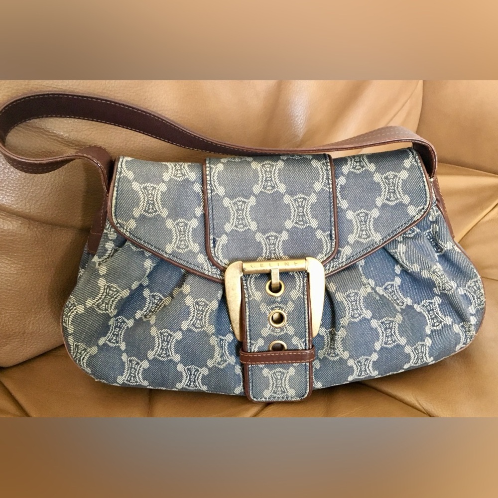 Celine Authentic Denim Macadam Shoulder Bag